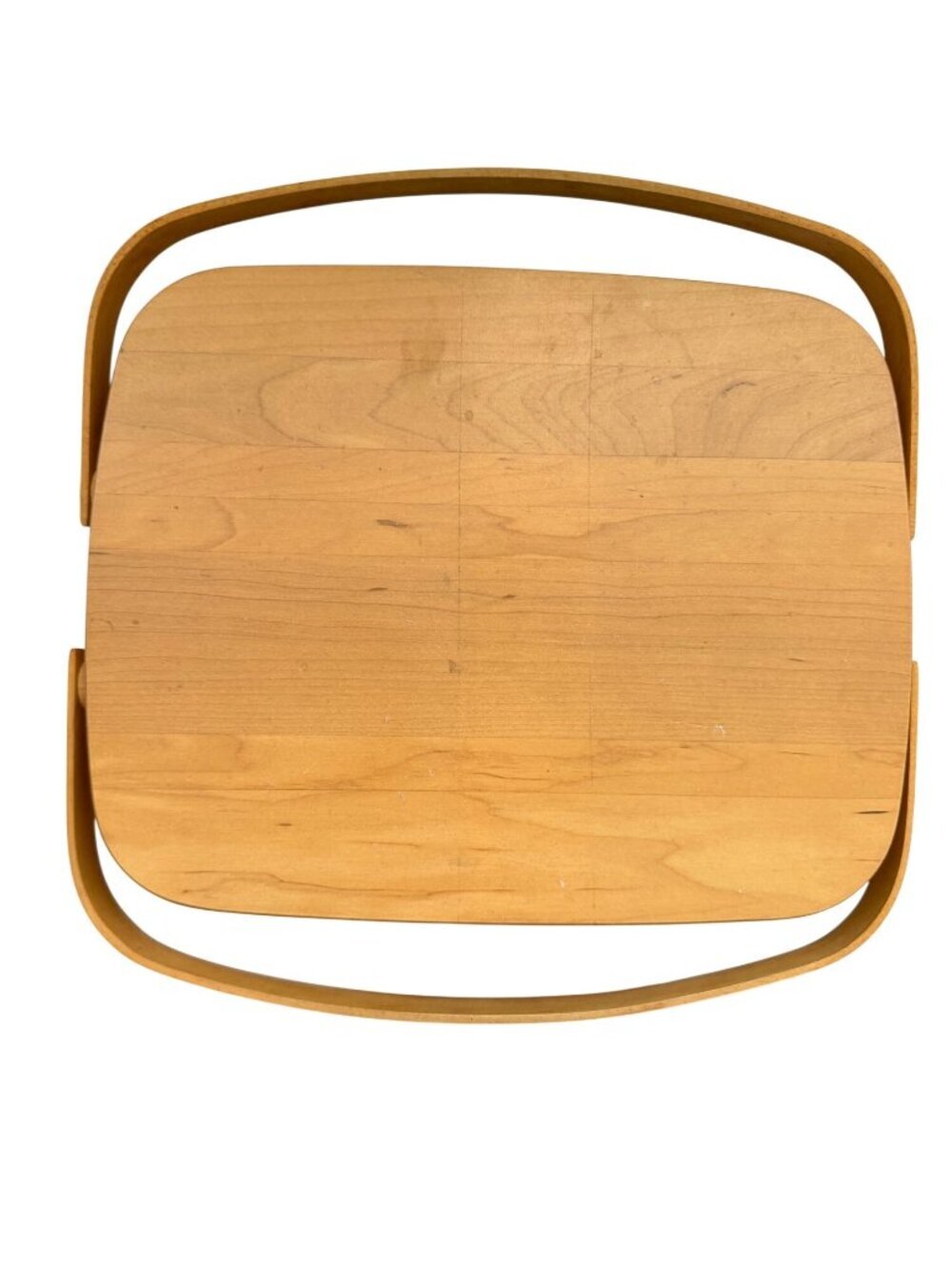 Longaberger Handwoven Lunch Basket With Wooden Top Double Handle Signed 2001 - Picture 15 of 16